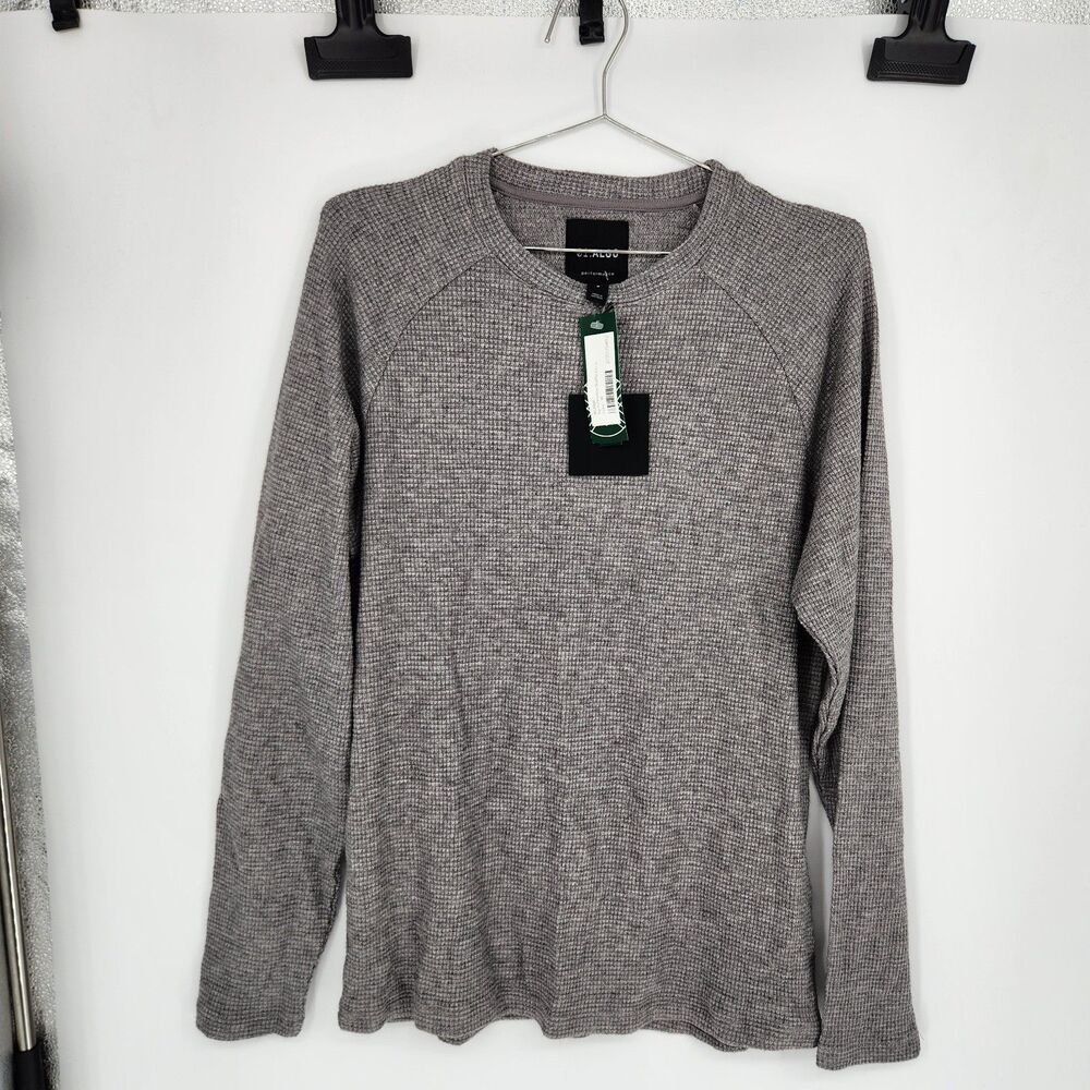 01 Algo Men's Medium Grey Performance Waffle Crewneck‎ Sweater NWT